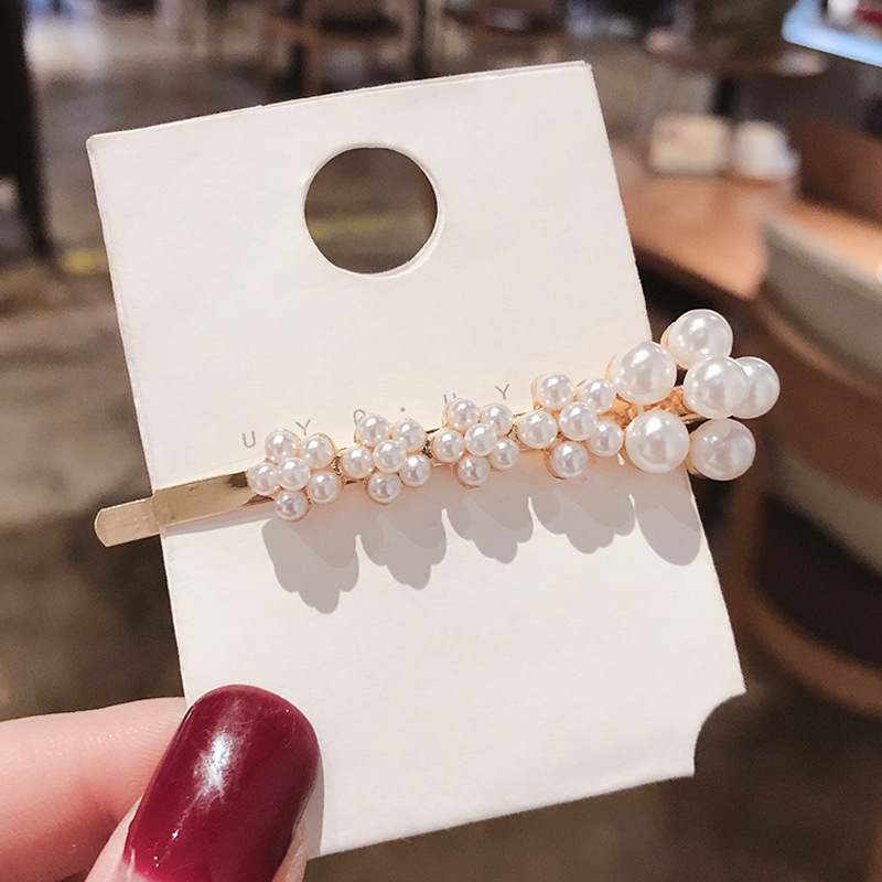 Kẹp Tóc Hình Mặt Cười Đính Ngọc Trai Đơn Giản Kiểu Hàn Quốc