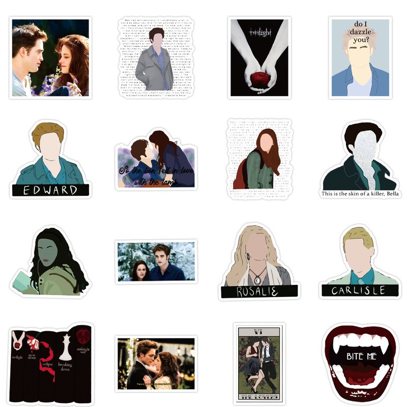 Set 50 miếng sticker dán trang trí chống thấm hình The Twilight Saga độc đáo