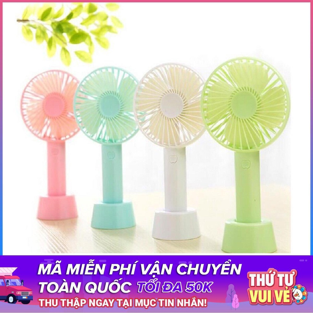 Quạt mini cầm tay để bàn nhỏ gọn tiện lợi kèm pin sạc dây câp