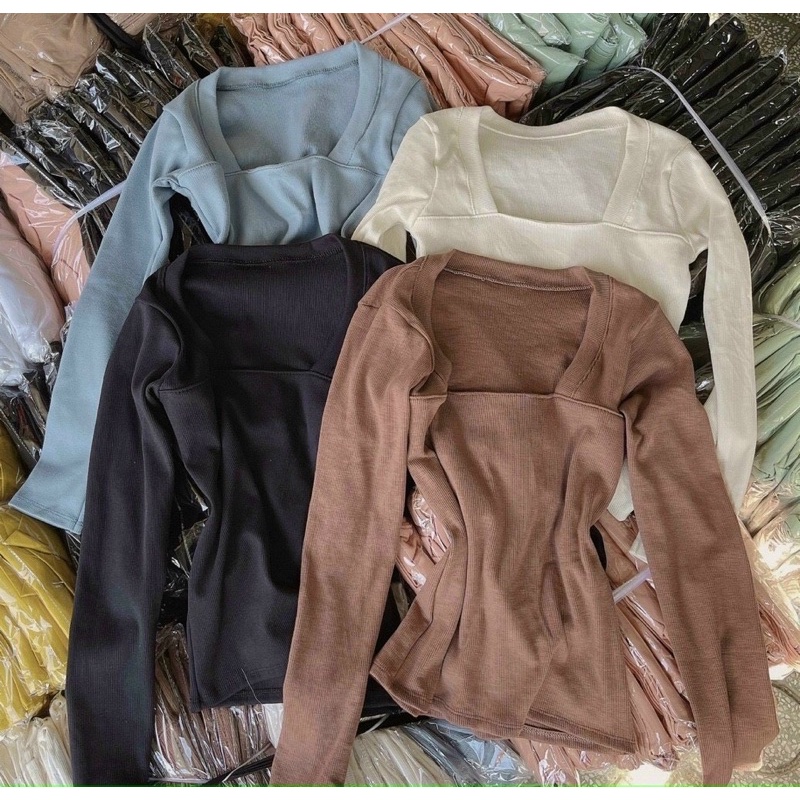 Áo tay dài len gân nữ