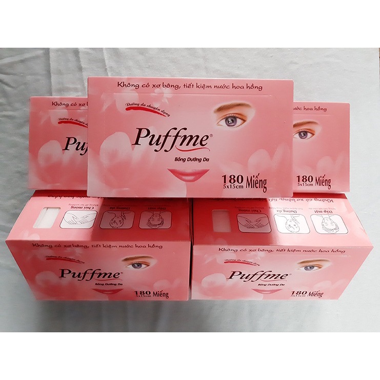 Combo 5 hộp bông dưỡng da chuyên dụng Puffme 180 miếng/hộp