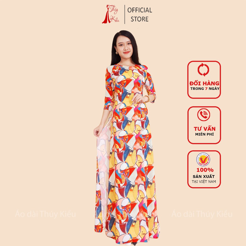 Áo dài truyền thống thiết kế may sẵn cách tân nữ đa giác nhiều màu K144 Thúy Kiều mềm mại co giãn áo dài giá rẻ
