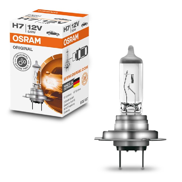 Bóng đèn halogen OSRAM H7 12V - Ánh sáng trắng tinh khiết, tuổi thọ cao