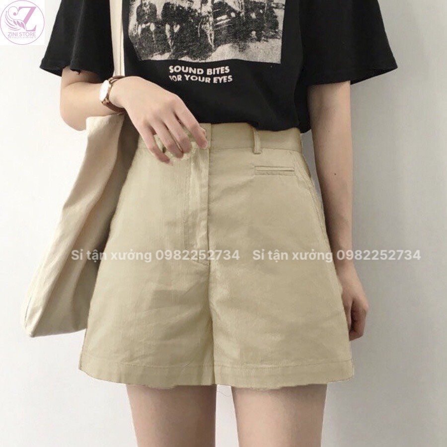 Quần short nữ kaki túi mổ cạp cao phong cách hàn quốc Quần short kaki túi cơi 681