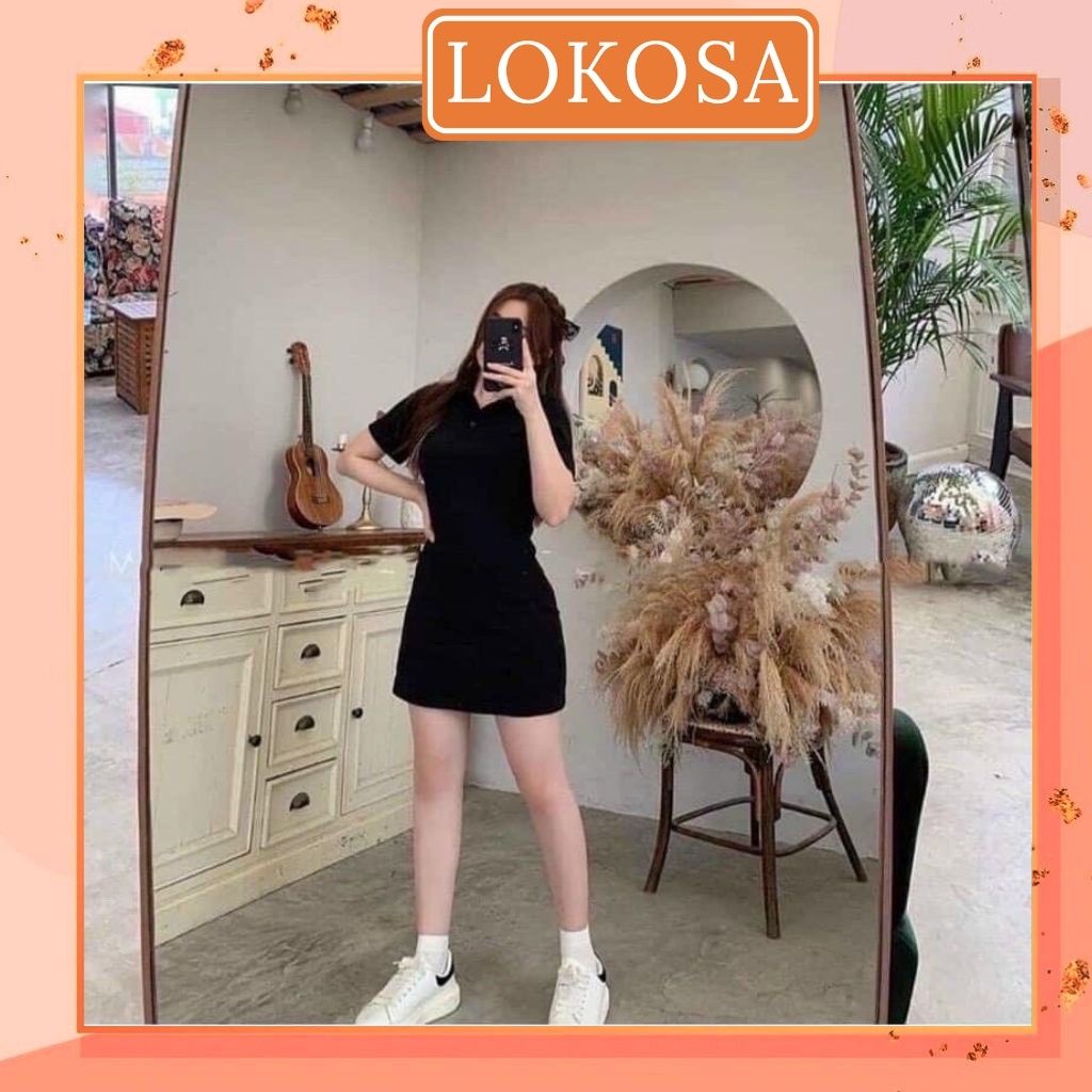Váy Polo Nữ LOKOSA Đầm ôm body sexy thiết kế thun suông đi chơi dự tiệc Hàn Quốc nhiều màu Sang Trọng Trẻ Trung VD005