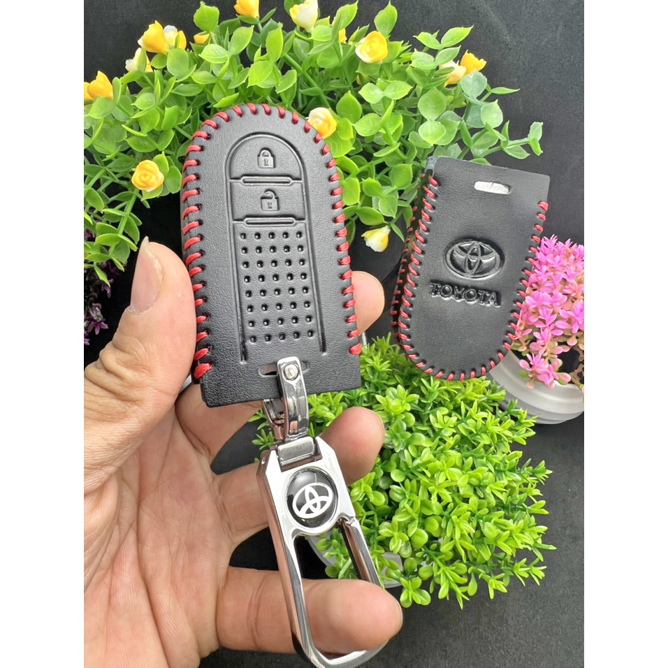 Bao Da Chìa Khóa Smartkey Toyota Rush 2018-2020, Wigo 2020 2 nút bấm Da Bò Cao Cấp