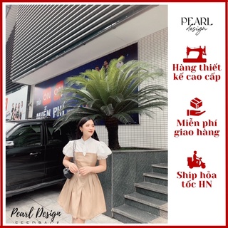 Váy đầm nữ tiểu thư xòe tay bồng cổ tàu nữ Pearl Design 052101