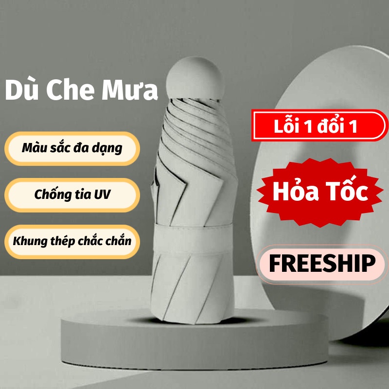 Dù Gấp Gọn Mini Ô Che Nắng Nhiều Màu Sắc Tán Rộng Rãi Sang Trọng Dù Che Mưa Toki