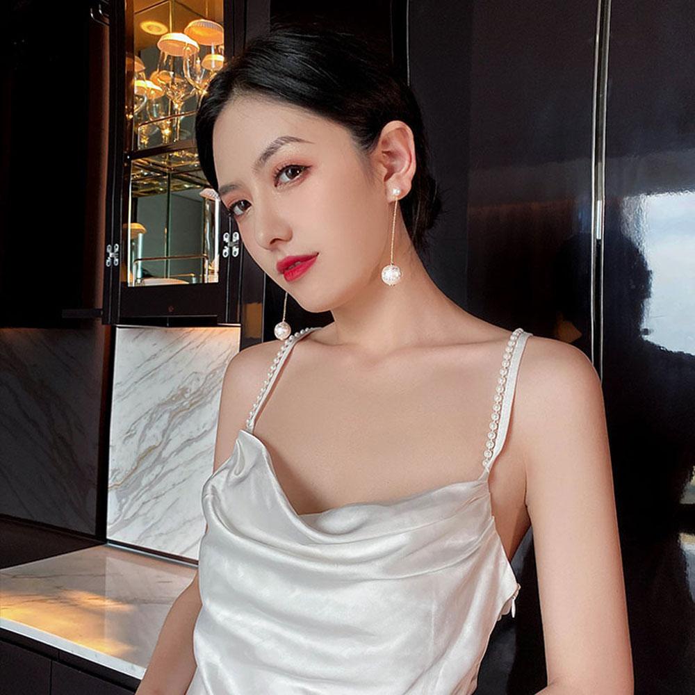 JARRED Bông Tai Dáng Dài Hình Tròn Phong Cách Hàn Quốc Thời Trang Cho Nữ