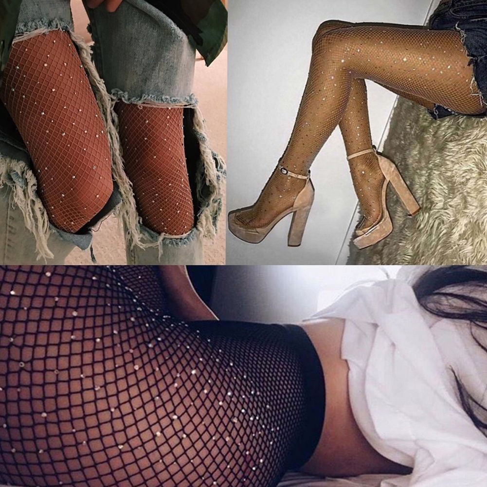 Quần tất lưới đính đá lấp lánh quyến rũ cho nữ