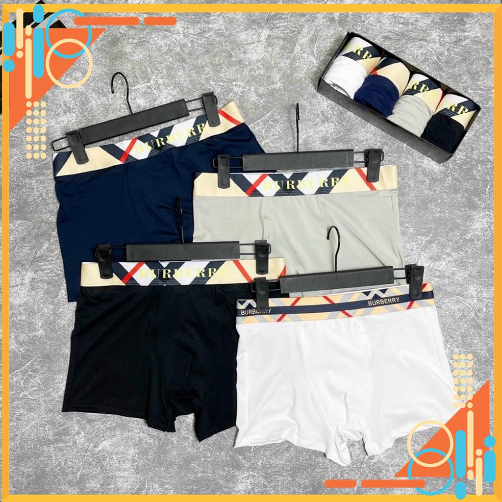 COMBO 4 quần lót nam boxer, sịp đùi nam BURBERRY - Chất thun lạnh co dãn 4 chiều, siêu thấm hút mồ hôi MSP96959