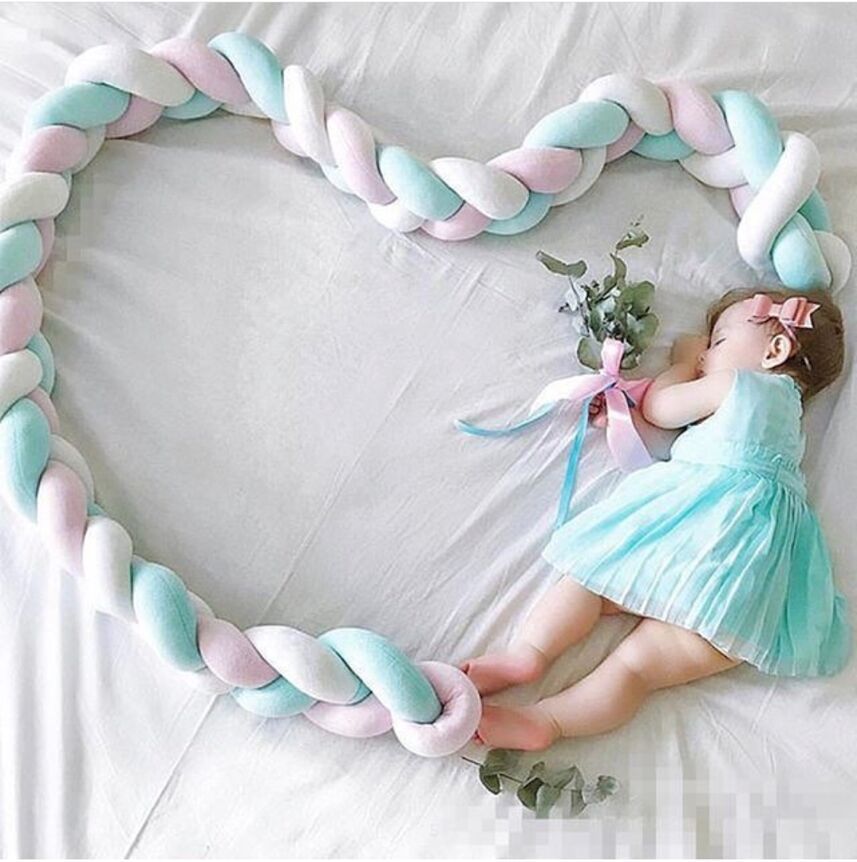 Bộ Gối Cotton Bện Thắt Nút Màu Trơn 2m / 200cm / 79inch Trang Trí Giường Cũi Em Bé Sơ Sinh