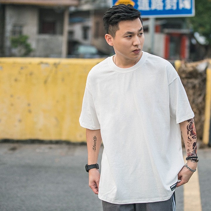 Áo thun trắng trơn tay lỡ, áo phông unisex trắng basic