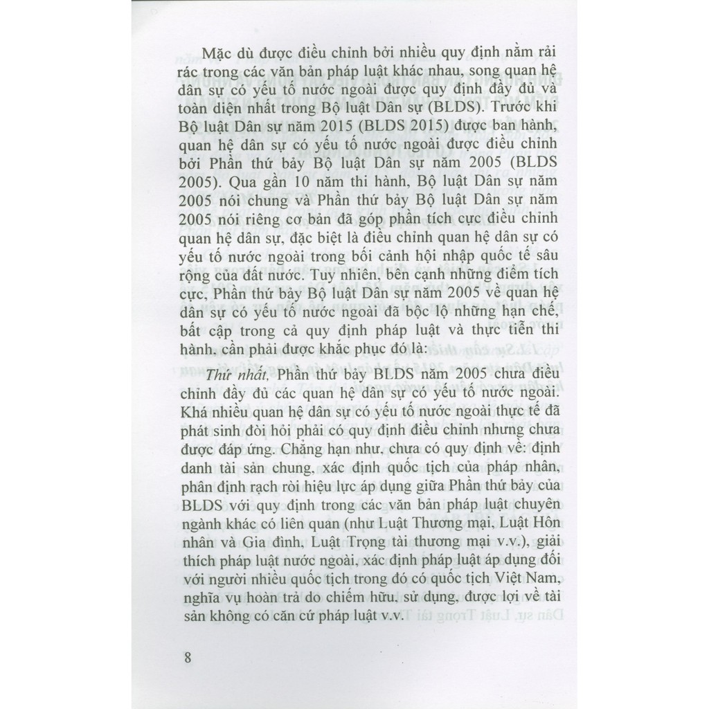 Sách - Pháp Luật Áp Dụng Đối Với Quan Hệ Dân Sự Có Yếu Tố Nước Ngoài Theo Quy Định Chung Của Bộ Luật Dân Sự Năm 2015