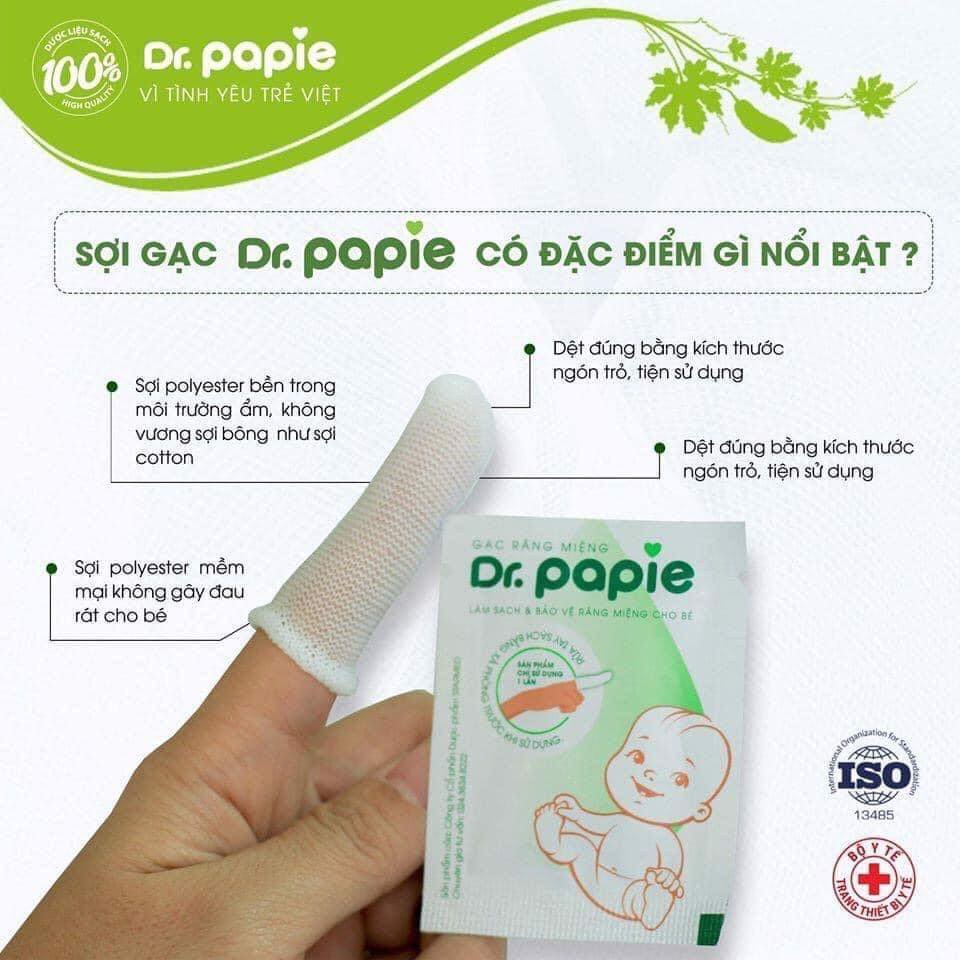 Gạc rơ lưỡi Dr Papie vệ sinh răng miệng cho bé (30 gói/hộp)