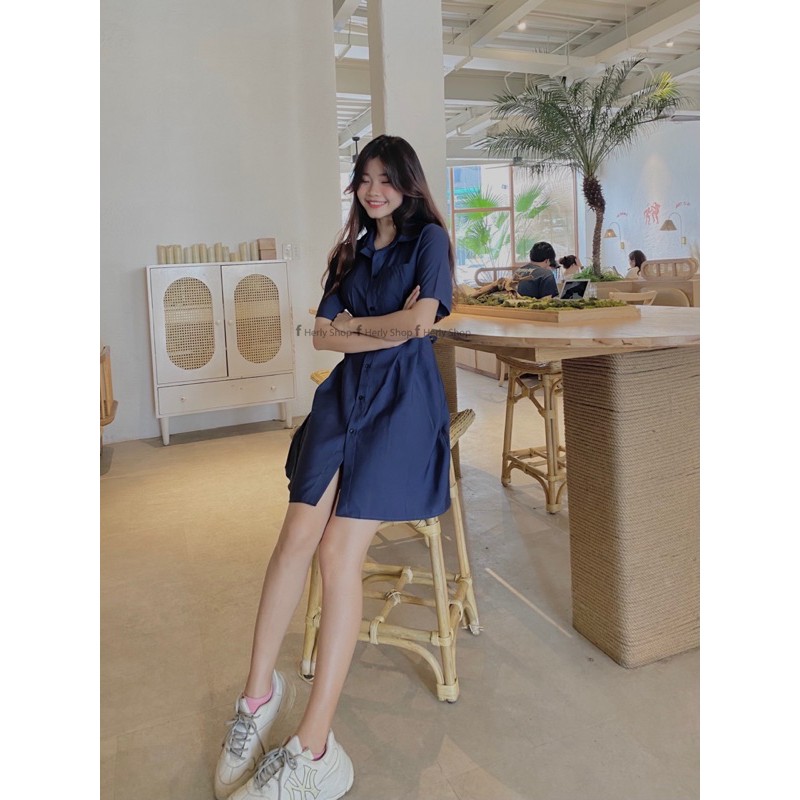 ĐẦM CỔ SƠ MI XẾP LY EO | BigBuy360 - bigbuy360.vn