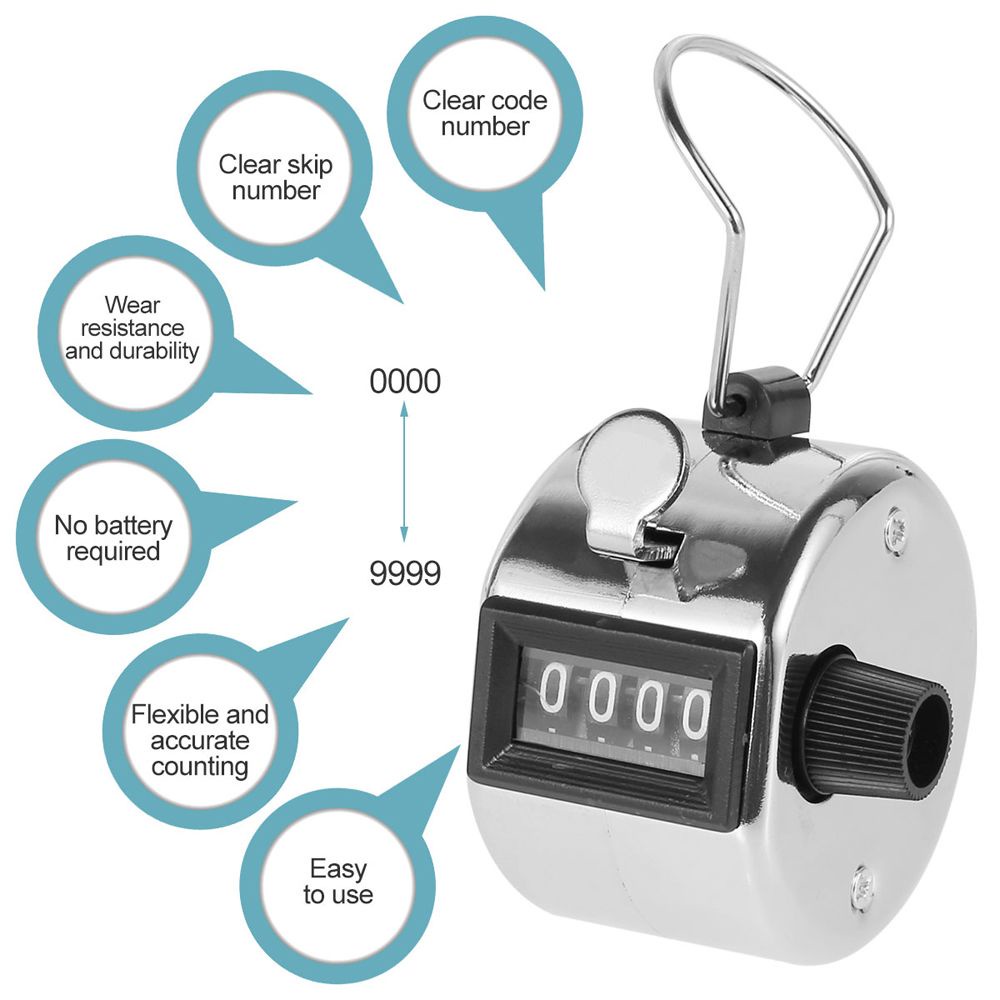 Dụng cụ bấm đếm cầm tay mini bằng kim loại 4 số 9999 dùng để chơi golf