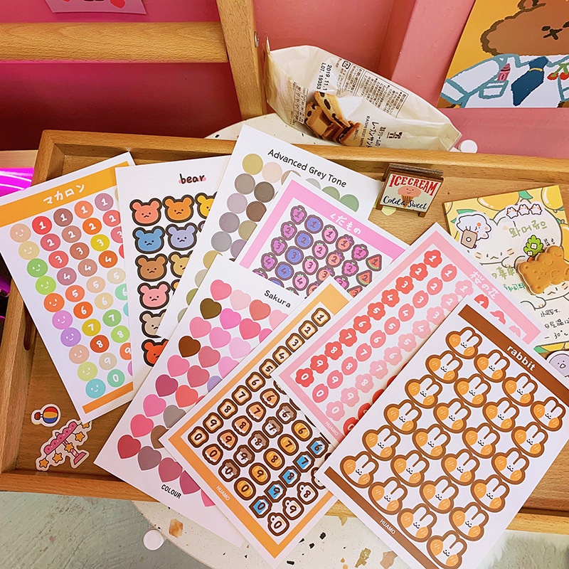 Nhãn dán sticker hình trái tim, chân mèo cực đáng yêu làm Bullet Journal