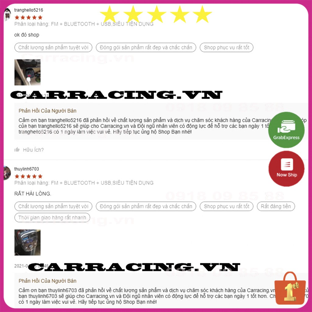 Tẩu Sạc Ô Tô CARRACING Cốc sạc xe hơi Bluetooth 5.0 Tốc Độ Nhanh 3.0 Cho Xe Hơi có nút MENU VÀ FM | BigBuy360 - bigbuy360.vn