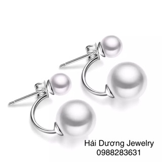 Bông tai dior ngọc trai bạc italy cao cấp 925