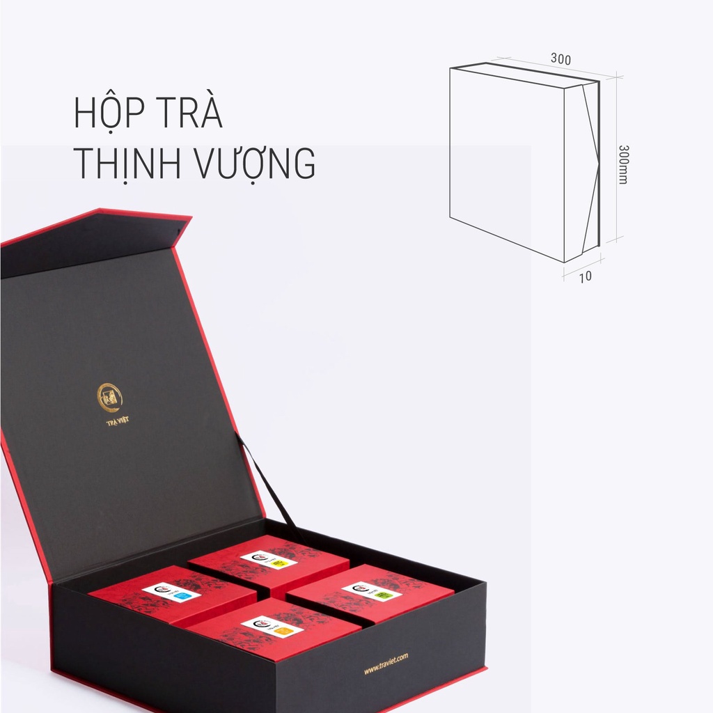 TRÀ VIỆT Hộp Quà Tặng Thịnh Vượng Giấy Gân Nổi Mỹ Thuật Cao Cấp