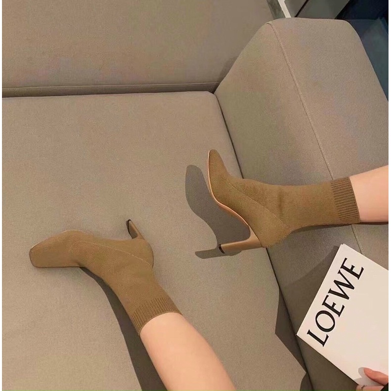 Boot lửng len gân gót dẹt siêu hot