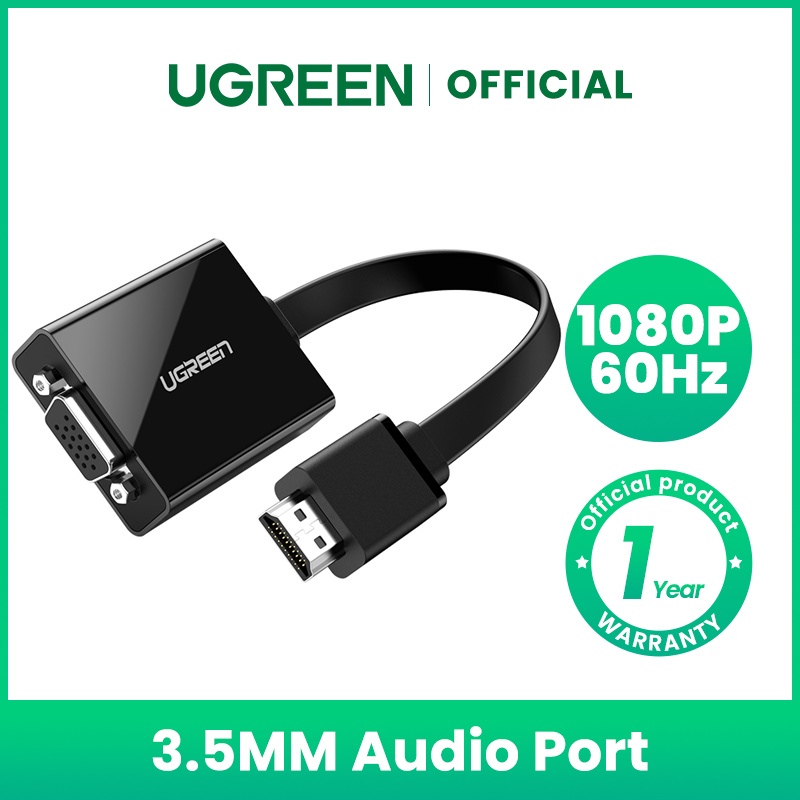 Bộ chuyển đổi UGREEN từ cổng HDMI sang VGA có giắc cắm 3.5mm 1080p