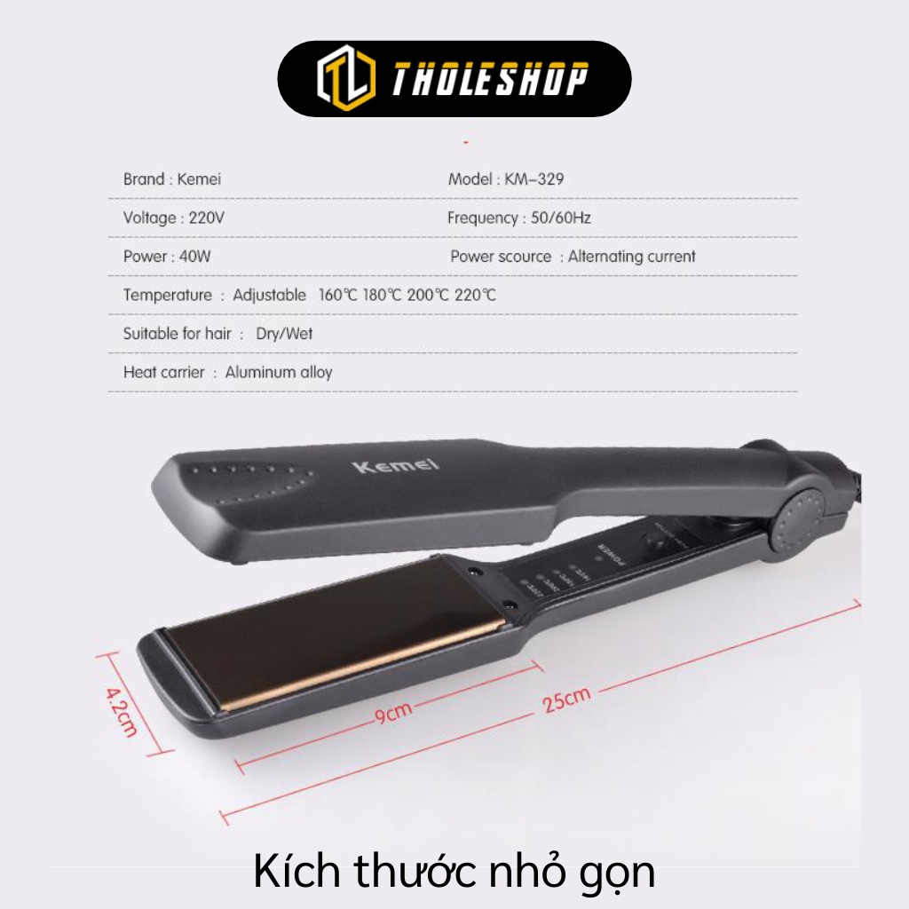 Máy Duỗi Tóc - Máy Ép Thẳng Tóc Tạo Kiểu 4 Mức Nhiệt Kemei KM-329, An Toàn 7647