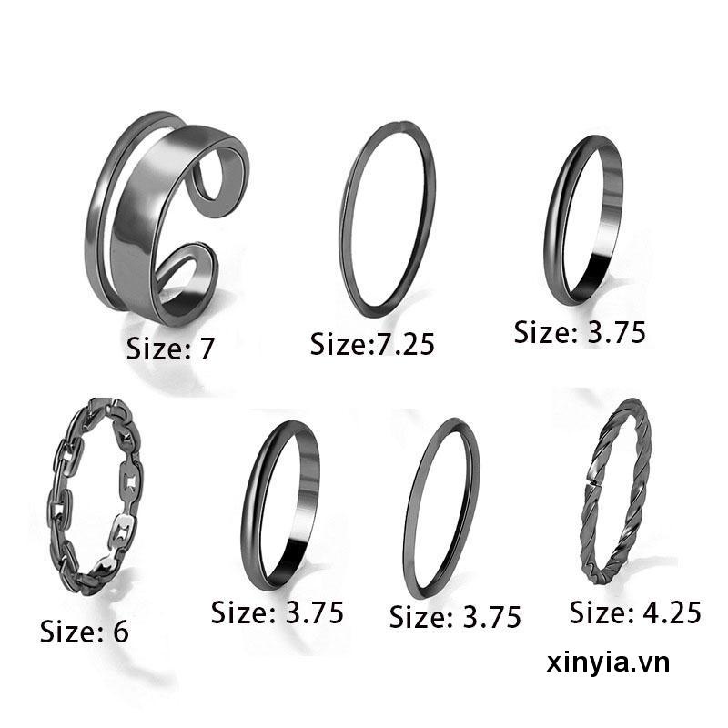Set 7 Nhẫn Bạc Đeo Khớp Ngón Tay Phong Cách Vintage Cho Nữ nhẫn kim tiền nhẫn nữ cá tính nhẫn đôi nam nữ
