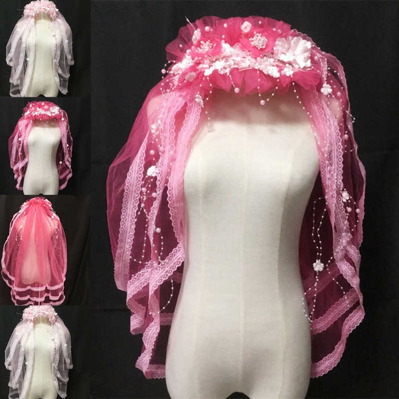 Băng Đô Vải Tuyn Nhiều Lớp In Hoa Cho Cô Dâu Chụp Ảnh