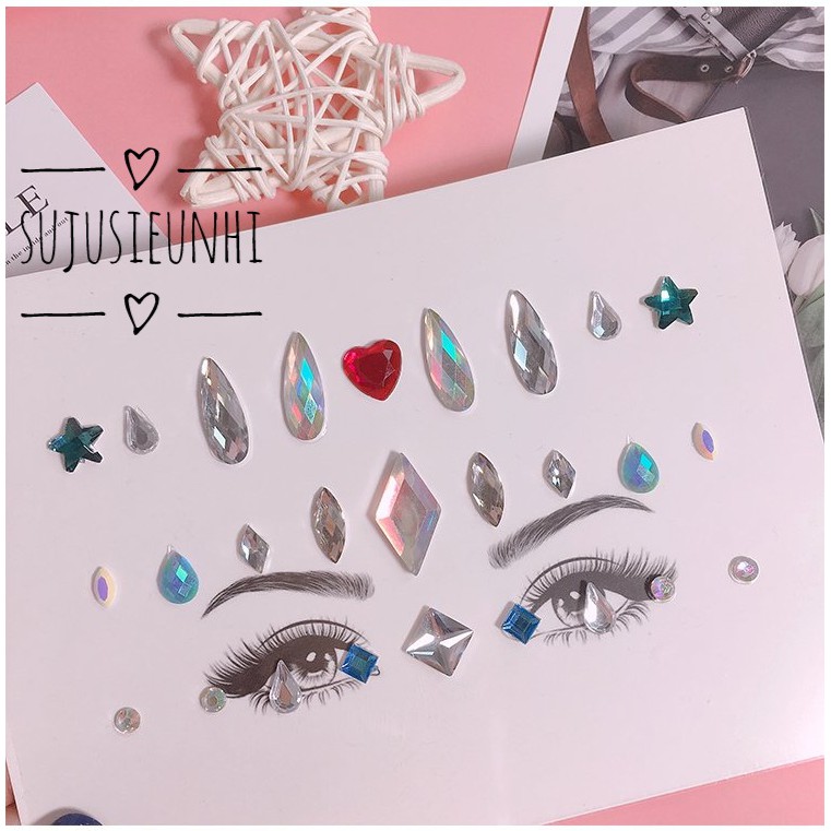(13 mẫu đẹp nhất) đá đính mắt makeup , đá dán mặt trang điểm đủ hình, trăng sao lấp lánh