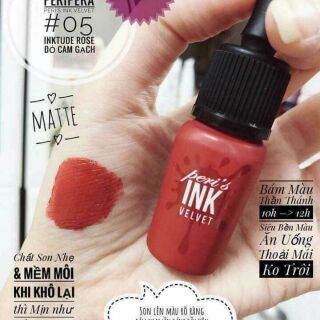 Son Peripera Ink Velvet 05 đỏ gạch