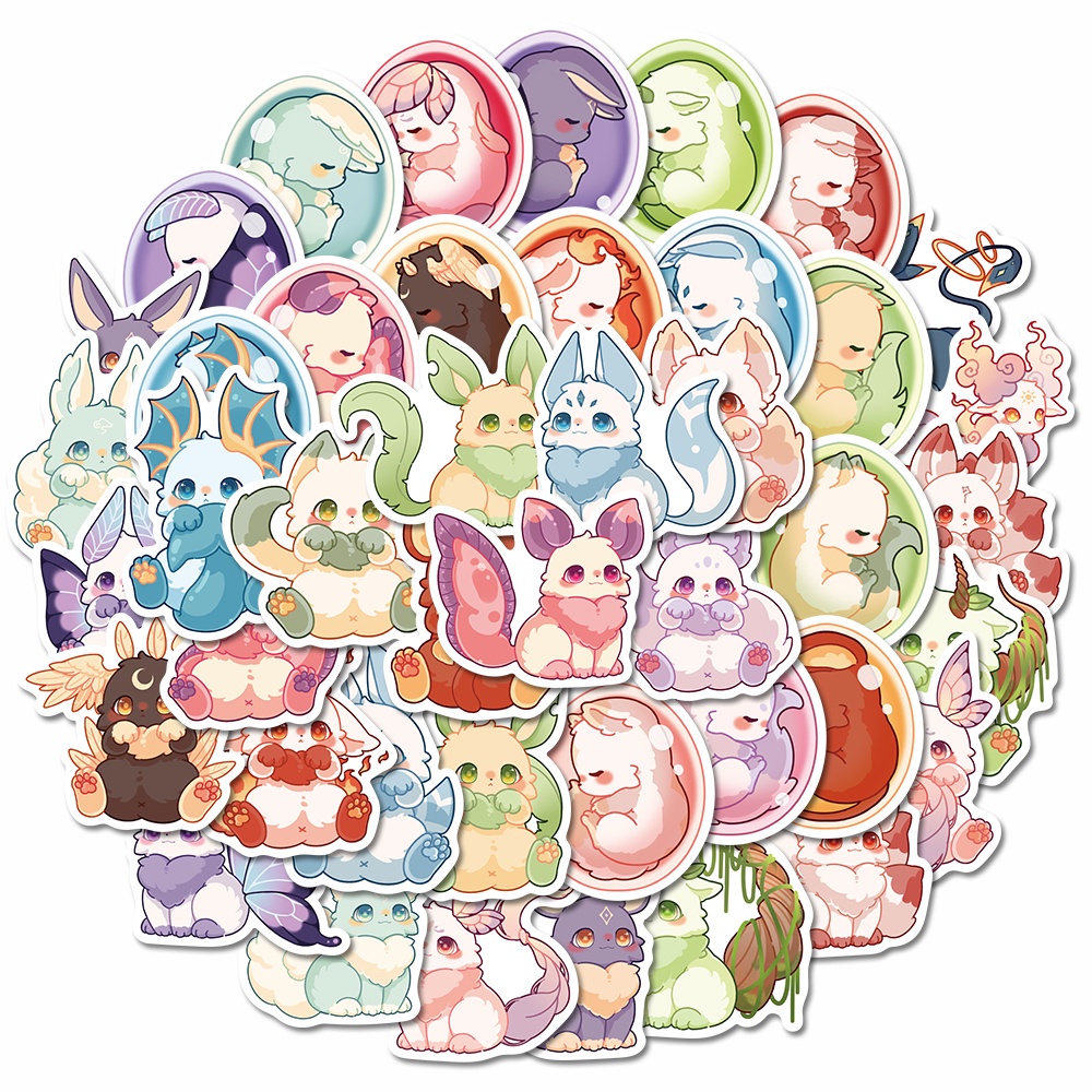 Set 50 Miếng Dán Hoạt Hình Chống Nước Dễ Thương Trang Trí Laptop