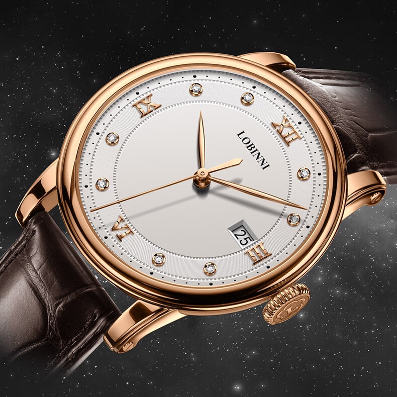 Đồng Hồ Nữ LOBINNI No.3012-12 Chính Hãng BH 24T Chịu Nước 50m Kính Chống Xước Dây Da Cao Cấp (Máy Quartz)