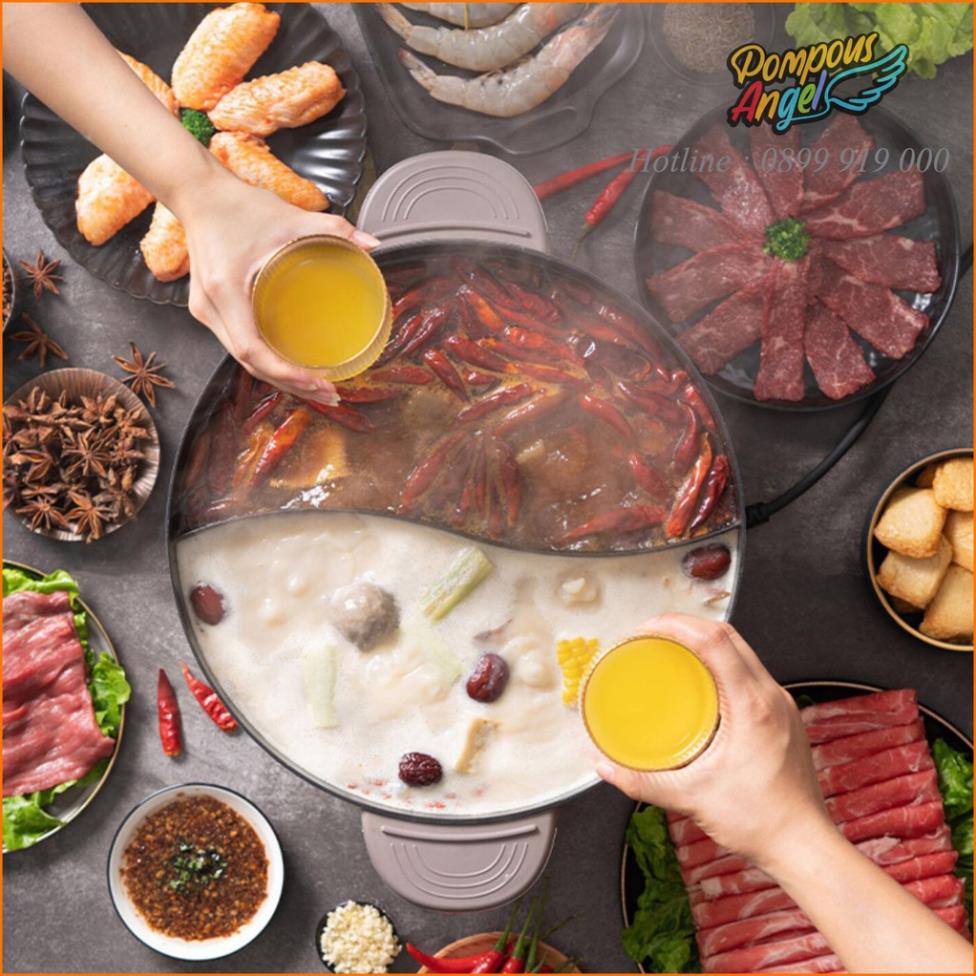 Nồi lẩu nướng điện đa năng, bếp lẩu nướng 2 ngăn uyên ương BEAR DHG-B60R6 6L Bản quốc tế BH 18 tháng