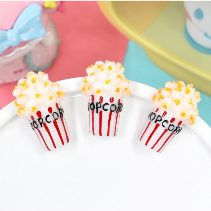 Charm túi bỏng ngô popcorn cho các bạn làm slime, trang trí kẹp tóc, dán Jibbitz, DIY