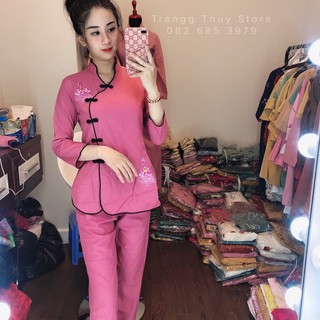Bộ quần áo nữ Phật tử Sẫm tàu xéo Kate A22A