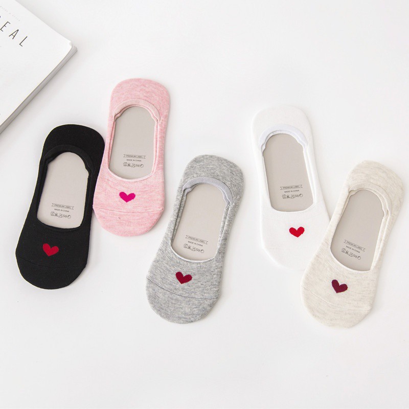 Vớ thuyền không trượt in hình trái tim