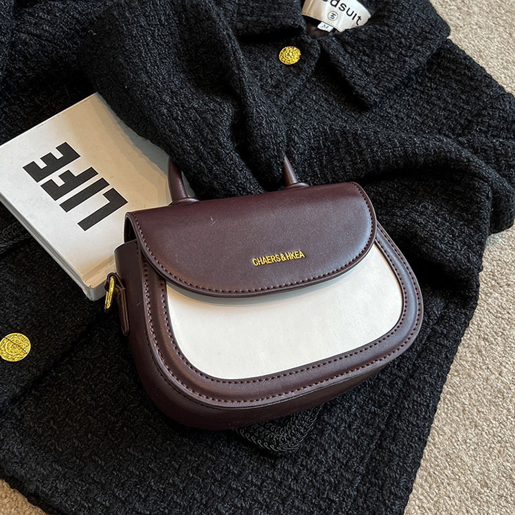 Túi yên ngựa IELGY cỡ nhỏ màu sắc tương phản chất lượng cao retro dành cho nữ