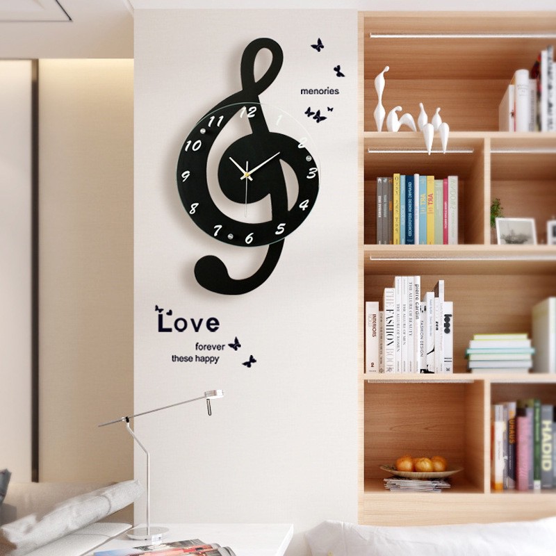 Đồng hồ trang trí nghệ thuật hình nốt nhạc JT1008 + Tặng decal love trang trí - Sản phẩm nhiều màu lựa chọn