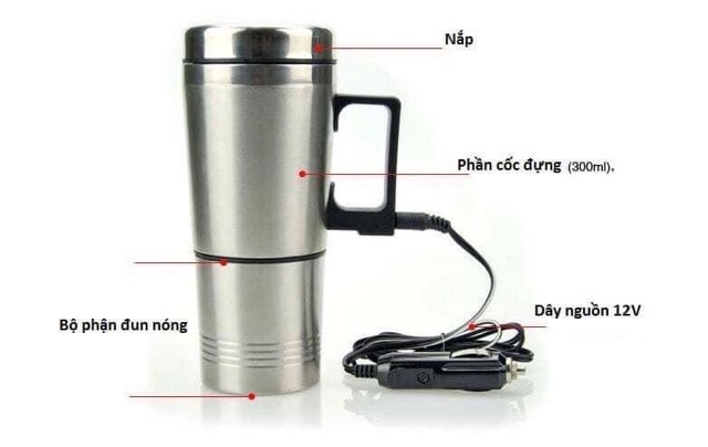 Ấm đun nước xe ô tô loại 12v và 24v, Ấm đun nước trên xe ô tô cao cấp