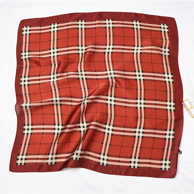 [MẪU MƠI] KHĂN LỤA VUÔNG KẺ THẮT NƠ - KHĂN VUÔNG THỜI TRANG CAO CÂP