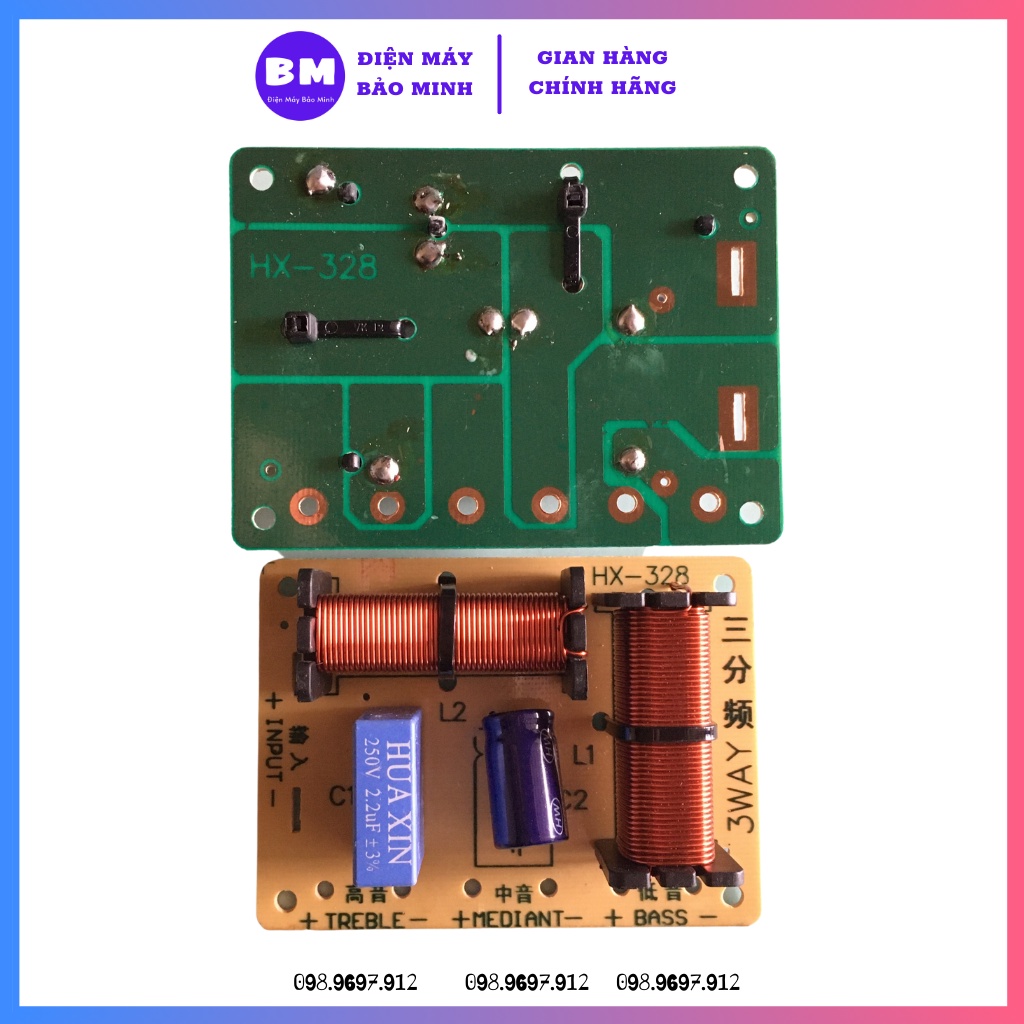 Phân tần loa HX328 dùng cho 1 Bass 1 Mid 1 Treble