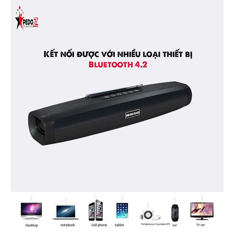 Loa Bluetooth  BOOMS BASS L1 siêu trầm mạnh mẽ - Loa Bluetooth L1 hỗ trợ thẻ nhớ,FM,audio 3.5mm - có quà tặng