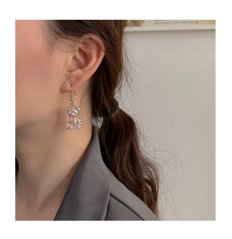 Bông Tai Hình Gấu Đáng Yêu Bằng Nhựa Acrylic Trong Suốt