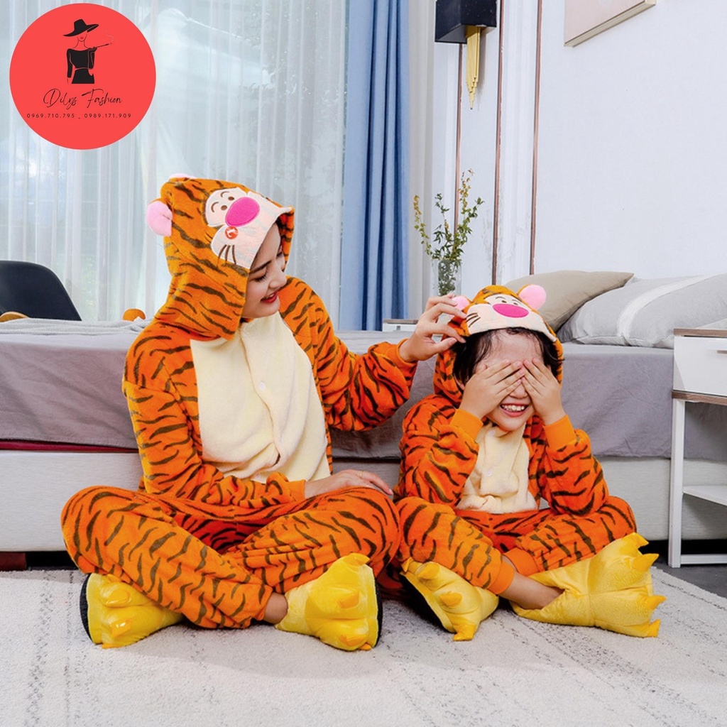 Bộ đồ khủng long liền thân cho bé và người lớn DILYSFASHION BDT02, quần áo khủng long cosplay hoạt hình nhiều màu sắc