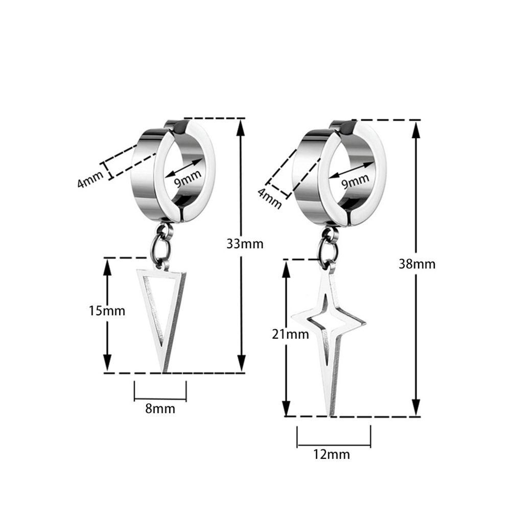 Khuyên Tai Dạng Kẹp Không Cần Xỏ Lỗ Bằng Thép Không Gỉ Họa Tiết Hình Học Chéo Dành Cho Nam Nữ MXMUSTY