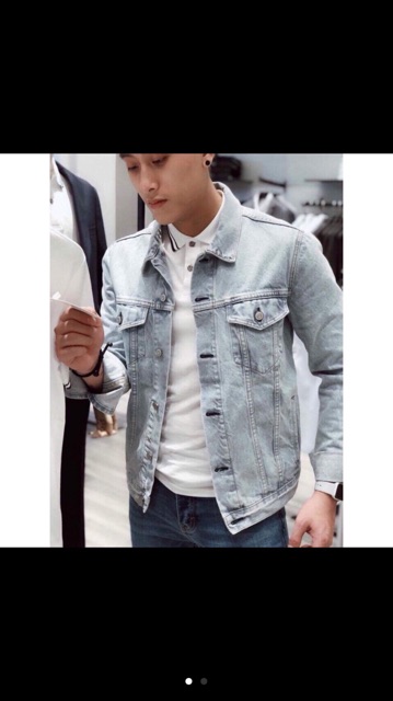 Áo khoác jean nam màu bạc mới