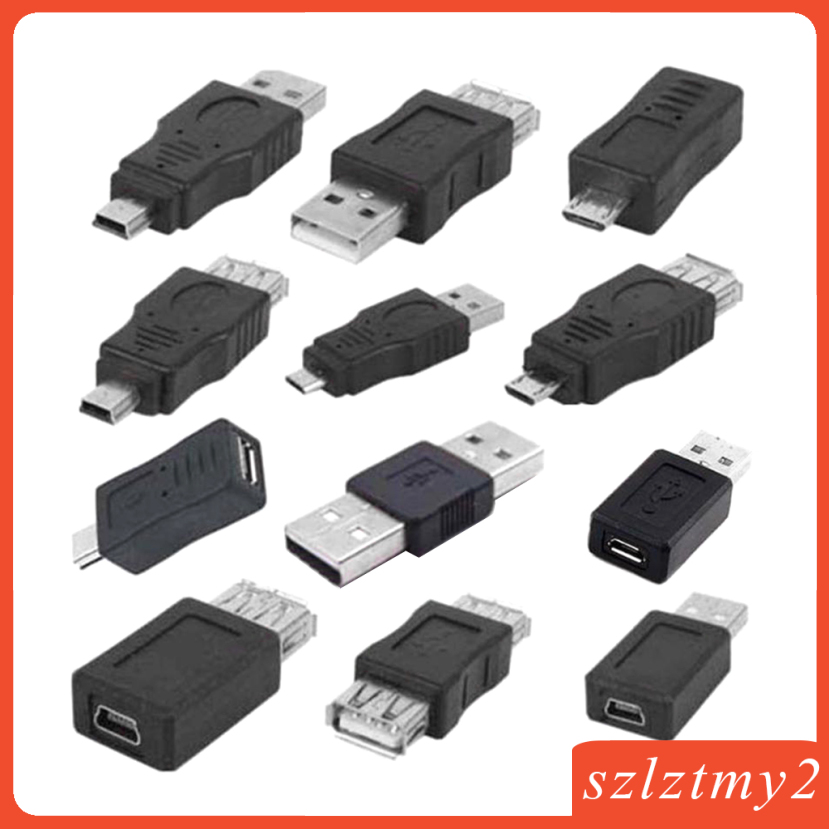 Set 12 Đầu Chuyển Đổi Otg Usb 2.0 A Male Sang Female Micro-B Mini-B | BigBuy360 - bigbuy360.vn