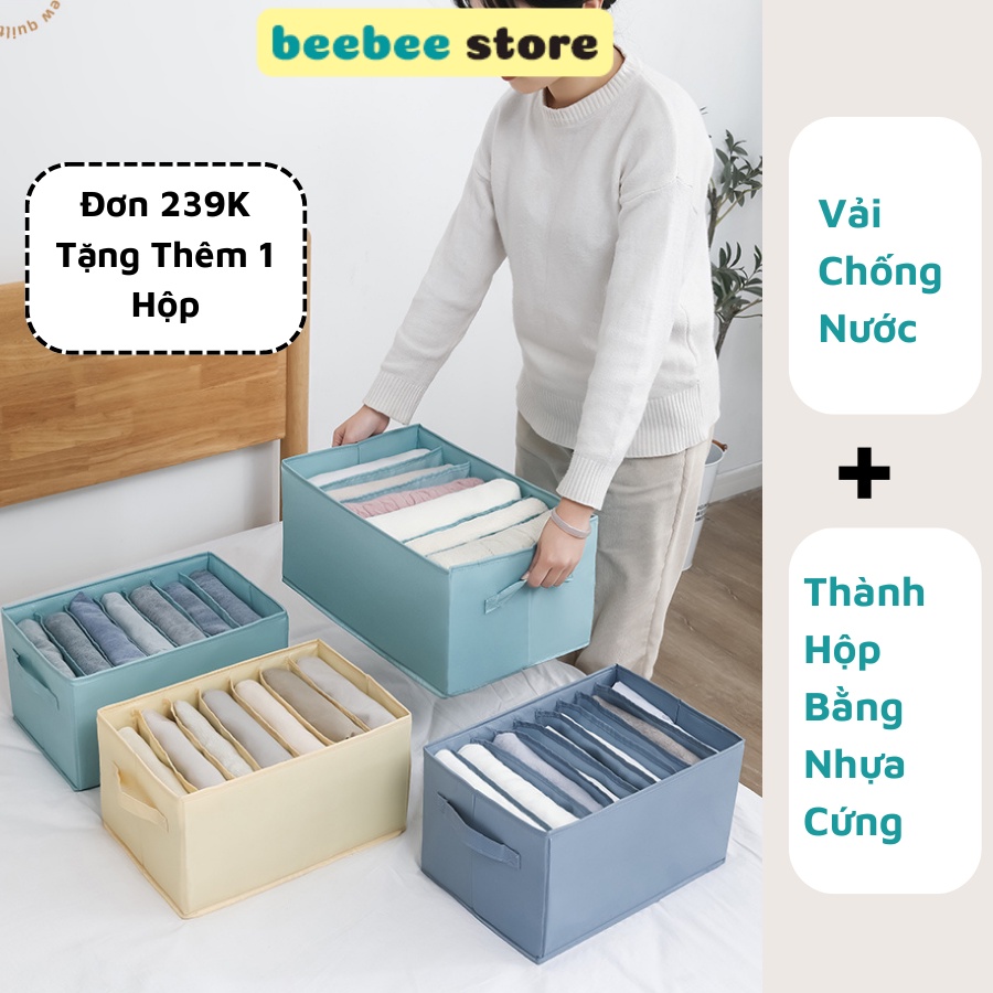 [Chống Nước] Hộp Vải Đựng Quần Áo Chia Ngăn, Thùng Đựng Quần Áo Gấp Gọn Khung Nhựa Chắc Chắn, Chống Nước P070